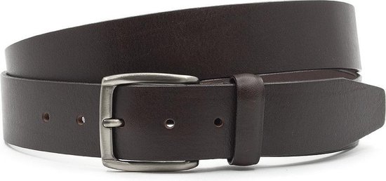 leren riem, metalen gesp, 4 cm breed, bruin | Happy Size