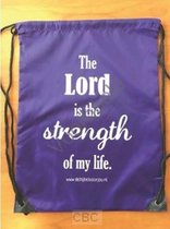 Rugzak - 35x45cm - Christelijk - The Lord is the srenght of my life - Paars