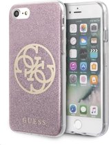 GUESS Glitter Circle Backcase Hoesje iPhone 8 / 7 / SE (2020) - Roze