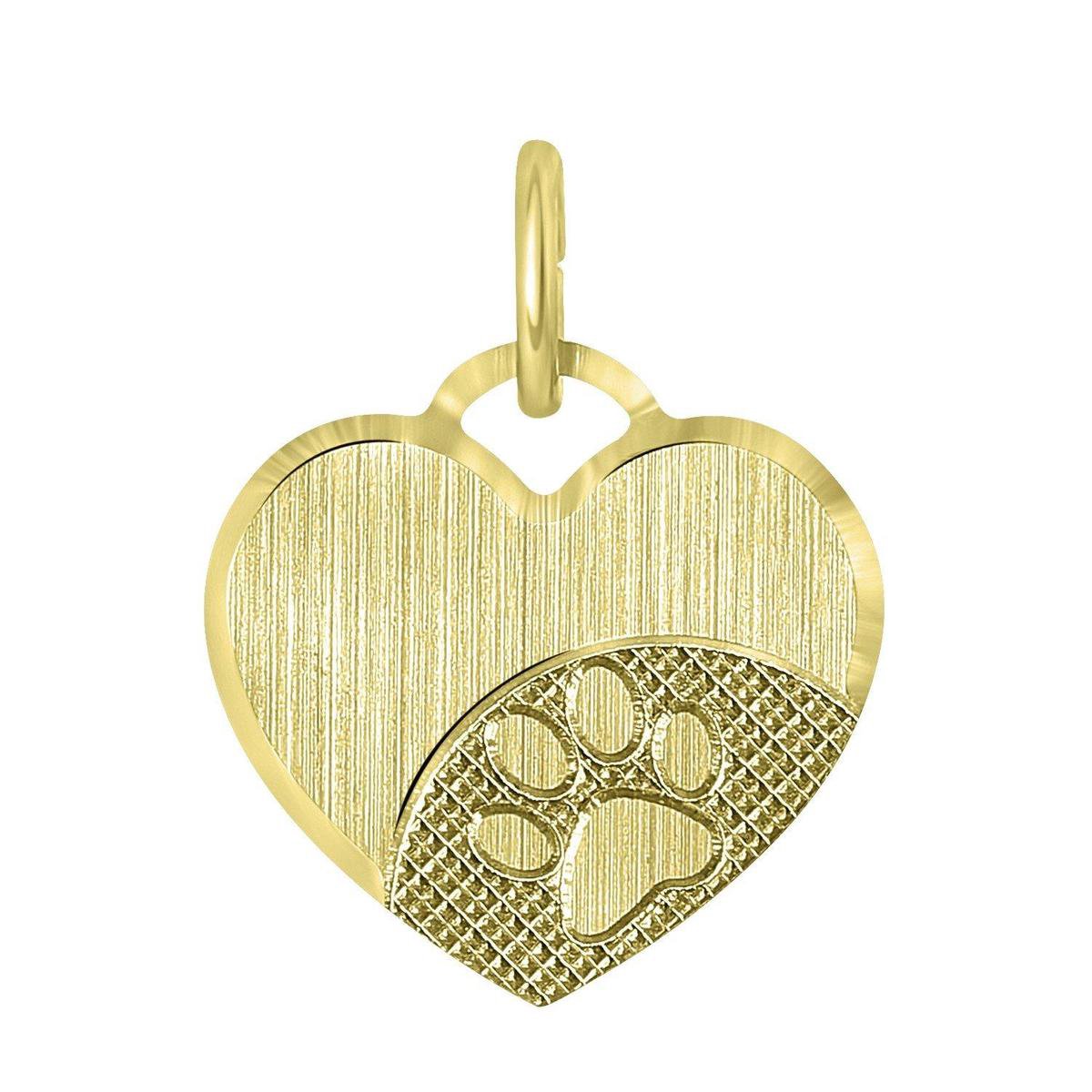 Lucardi - Zilveren goldplated hanger gravure hart met pootje