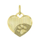 Lucardi Dames Zilveren goldplated hanger gravure hart met pootje - Hanger - 925 Zilver - Goudkleurig