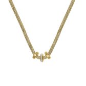 Lucardi - Dames Ketting mesh met kristal - Staal - Ketting - Cadeau - 45 cm - Zilverkleurig