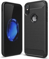 Carbon Case Flexibele Cover TPU Case for iPhone XS / X