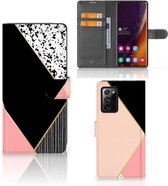 GSM Hoesje Geschikt voor Samsung Galaxy Note20 Ultra Bookcase Black Pink Shapes