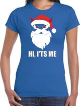 Devil Santa Kerst shirt / Kerst t-shirt hi its me blauw voor dames - Kerstkleding / Christmas outfit XL