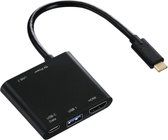 Hama 4in1-USB-C-multiport-adapter Voor 2x USB 3.1 HDMI En USB-C
