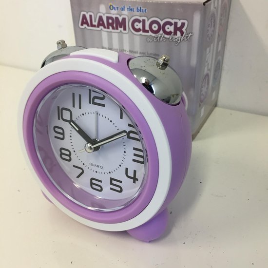 Atrium Kinderwekker Analoog Paars/turquoise - Stil, Met Nachtlampje En Snooze, 10x10 Cm