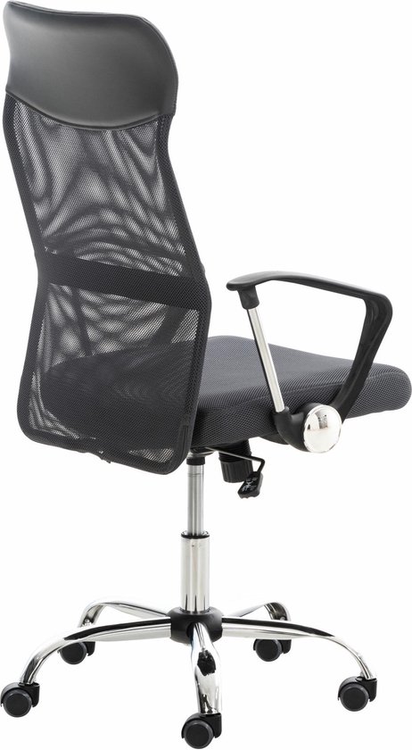 CLP Washington Bureaustoel | Kunstleer en netbekleding | Kantoorstoel met Zithoogte: 47 -55 cm grijs