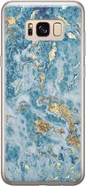 Samsung Galaxy S8 hoesje siliconen - Goud blauw marmer - Soft Case Telefoonhoesje - Marmer - Blauw