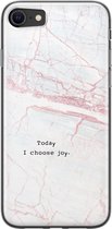 iPhone SE 2020 hoesje siliconen - Today I choose joy - Soft Case Telefoonhoesje - Tekst - Transparant, Grijs