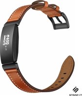Leer Smartwatch bandje - Geschikt voor  Fitbit Inspire / Inspire HR / Inspire 2 leren bandje - bruin - Strap-it Horlogeband / Polsband / Armband