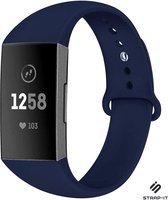Siliconen Smartwatch bandje - Geschikt voor  Fitbit Charge 4 sportband - donkerblauw - Maat: L - Strap-it Horlogeband / Polsband / Armband