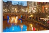 Schilderij - Utrecht in de avond — 90x60 cm
