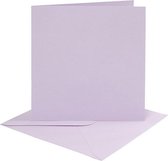 Kaarten en enveloppen, afmeting kaart 15,2x15,2 cm,  210 gr, lichtpaars, 4sets, afmeting envelop 16x16 cm