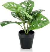 Kunstplant Monstera - Polyester - Groen - 30 cm hoog