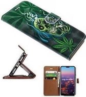 Huawei P20 Hoesje Wallet Case Cannabis