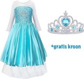 Carnavalskleding - Frozen - Elsa blauwe verkleedjurk - 98/104 (110) - Prinsessenjurk - Verkleedkleding meisje- speelgoed