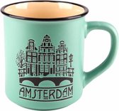 Mok - Amsterdam Grachten - Souvenir - Groen - Grachtenpand - Een Stuk
