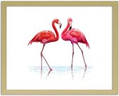 Foto in frame Getekende roze flamingo's, 3 maten, Premium print