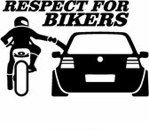 Respect for bikers sticker voor op de auto/motor - Auto stickers - Auto accessories - Stickers volwassenen - 20 x 13 cm - Zwart - 107
