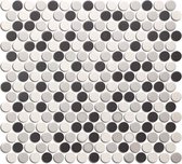 The Mosaic Factory London mozaïektegel 1.9x0.5x0.5cm voor vloer voor binnen en buiten Rond Keramiek wit/grijs/zwart mix