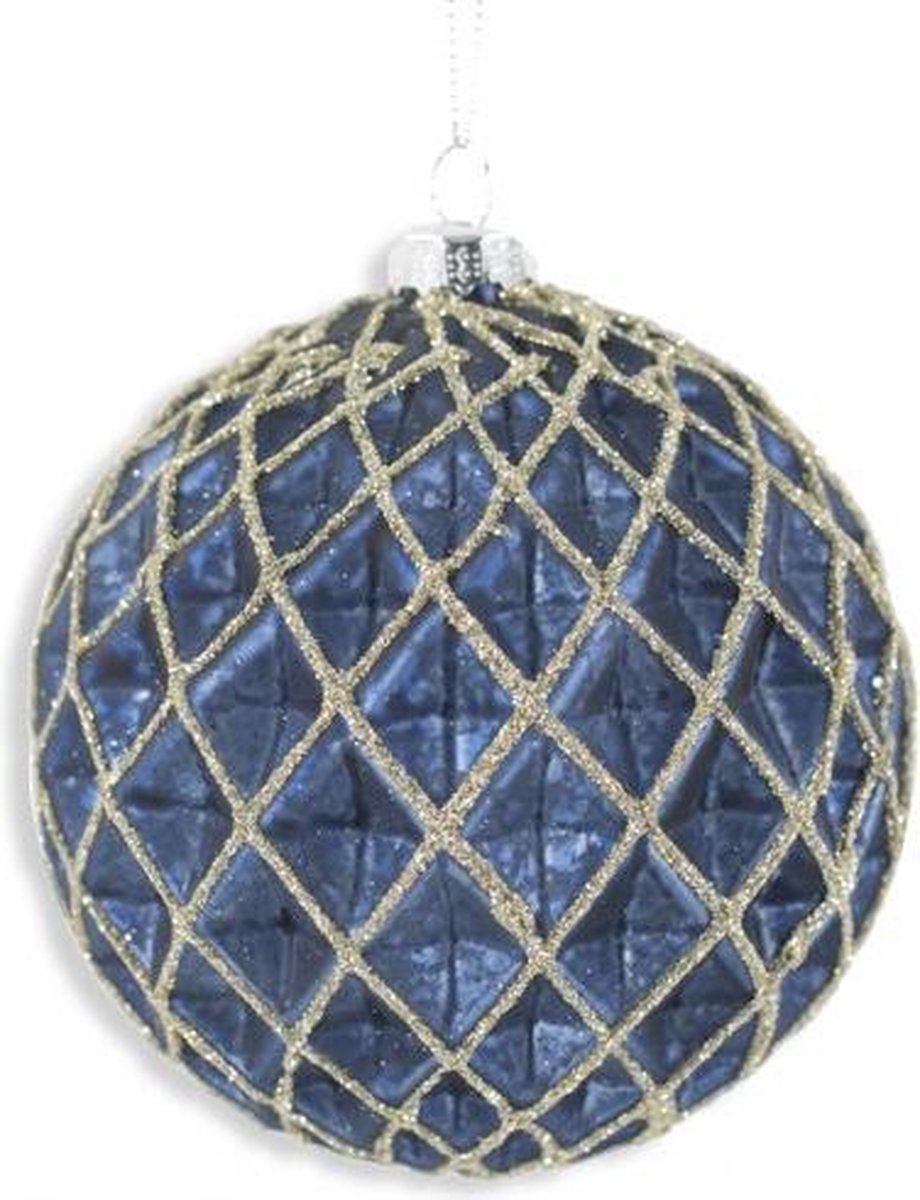 Glazen kerstbal blauw
