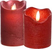 Led kaarsen combi set 2x stuks rood in de hoogtes 9 en 12 cm - Home deco kaarsen