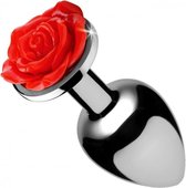 XR Brands Red Rose - Butt Plug - Medium red,silver