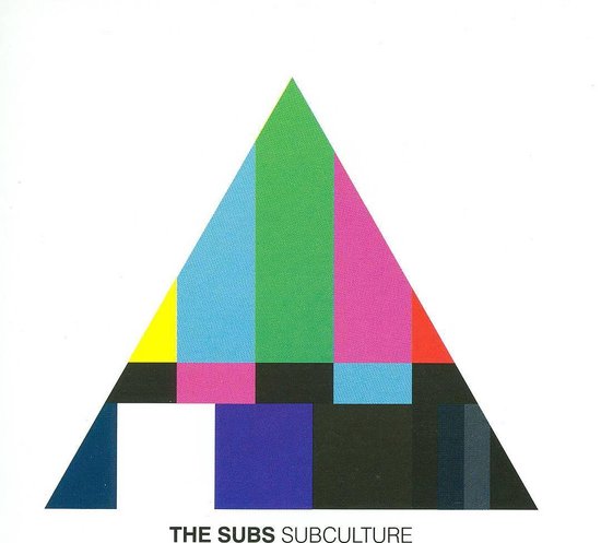 Een driehoek opgebouwd uit gekleurde blokken, met de tekst 'THE SUBS SUBCULTURE' onderaan.
