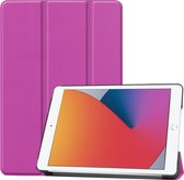 Hoes Geschikt voor iPad 10.2 2020 Hoes Book Case Hoesje Trifold Cover - Hoesje Geschikt voor iPad 8 Hoesje Bookcase - Paars