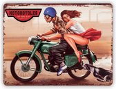 HAES deco - Retro Metalen Muurdecoratie - Motorcycles - Deco Vintage-Decoratie - 33 x 25 x 0,6 cm - WD718