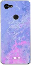 Google Pixel 3 XL Hoesje Transparant TPU Case - Purple and Pink Water #ffffff