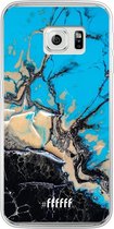 Samsung Galaxy S6 Edge Hoesje Transparant TPU Case - Blue meets Dark Marble #ffffff