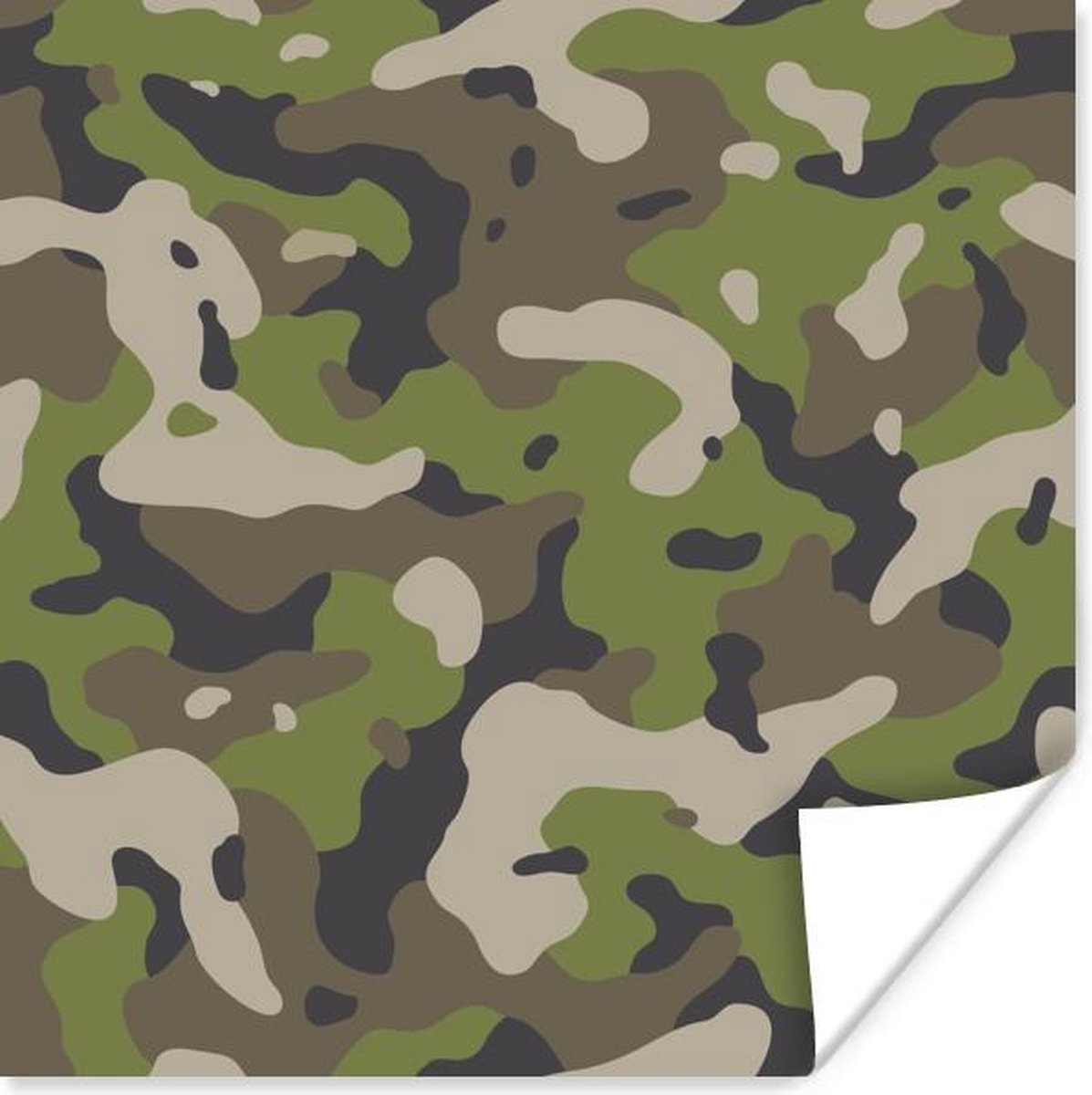 Woud Verward zijn zweer Camouflage patroon met militaire kleuren poster papier 150x150 cm - Foto  print op... | bol.com