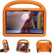 Case2go - Hoes geschikt voor Samsung Galaxy tab A7 (2020) - Schokbestendige case met handvat - Sparrow Kids Cover - Oranje