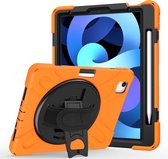Case2go - Tablethoes geschikt voor Apple iPad Air 11 (2024) / Apple iPad Air 10.9 (2022) - Hand Strap Armor Case - Oranje