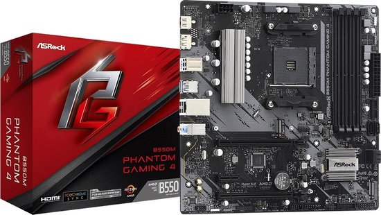 ASRock B550M Phantom Gaming 4 - Moederbord - M-ATX - Socket AM4 - B550 - Realtek RTL8111H - Gigabit LAN - Realtek ALC887/897 - USB 3.2 Gen1