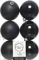 36x Zwarte kunststof kerstballen 8 cm - Mat/glans - Onbreekbare plastic kerstballen - Kerstboomversiering zwart