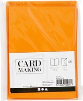 Kaarten en enveloppen, afmeting kaart 10,5x15 cm, afmeting envelop 11,5x16,5 cm, 110+220 gr, oranje, 6 set/ 1 doos