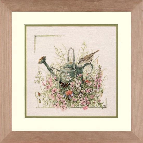 borduurpakket 33790 marjolein bastin, gieter met bloemen