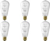 CALEX - LED Lamp 6 Pack - Pearl ST64 - E27 Fitting - 2W - Warm Wit 2100K - Transparant Helder - BSE