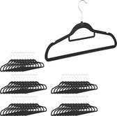 Relaxdays kledinghangers set - broekhanger - klerenhangers met stropdashouder - antislip - Zwart, Pak van 50