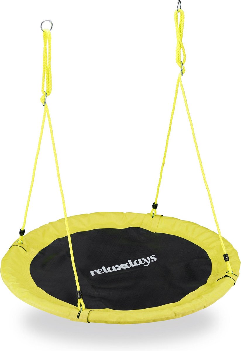 Relaxdays Nestschommel - vogelnestschommel - buiten schommel- 110 cm - kinderschommel - geel
