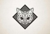 Line Art - Kat 6 met achtergrond - XS - 25x25cm - Zwart - geometrische wanddecoratie