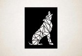 Line Art - Wolf vierkant 5 - XS - 30x24cm - Zwart - geometrische wanddecoratie