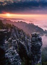Fotobehang - Sunrise On The Rocks 192x260cm - Vliesbehang