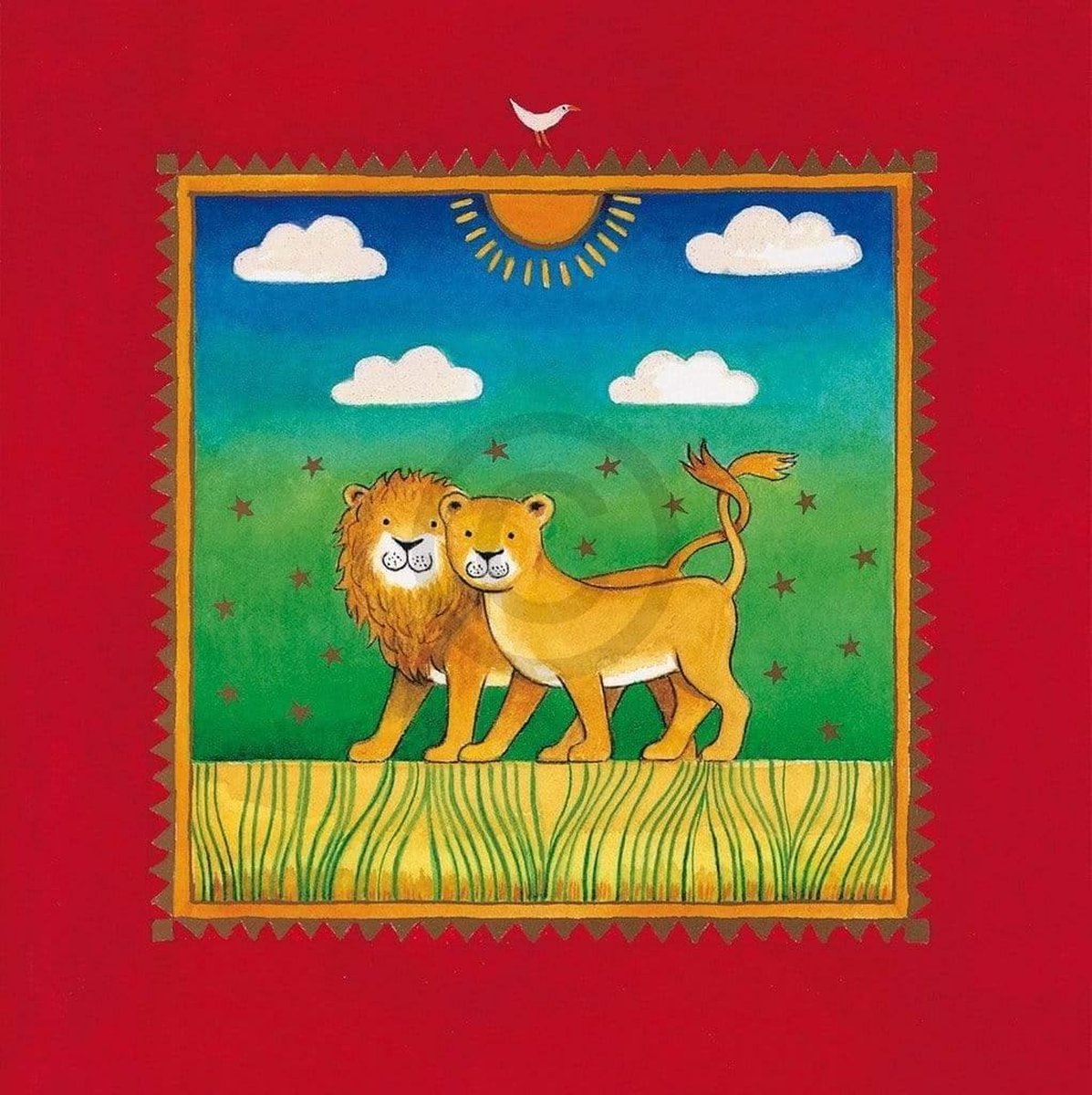 PGM Kunstdruk Linda Edwards - Two little lions 40x40cm Divers