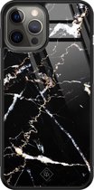 iPhone 12 Pro Max hoesje glass - Marmer zwart | Apple iPhone 12 Pro Max  case | Hardcase backcover zwart