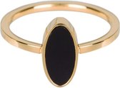 Ring Fashion Seal Oval Gold Steel with Black Stone
