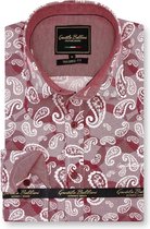 Heren Overhemd - Slim Fit - Luxury Paisley - Rood - Maat L